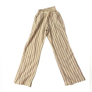 High-waisted draw string striped linen pants